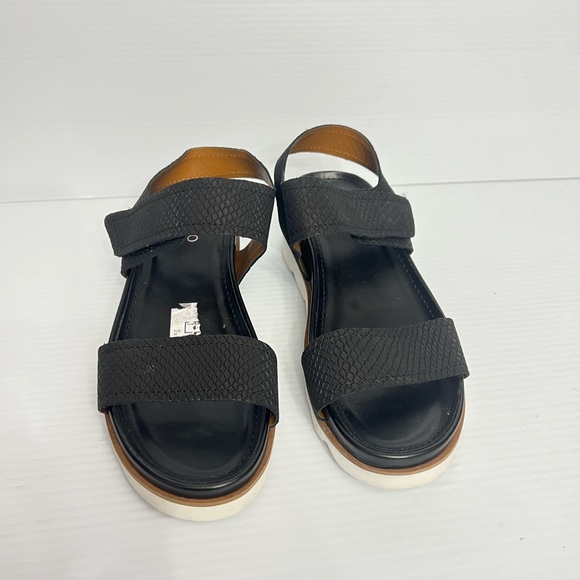 Franco Sarto Ankle Strap Wedge Leather Sandals size 10M black NWT - Picture 2 of 7